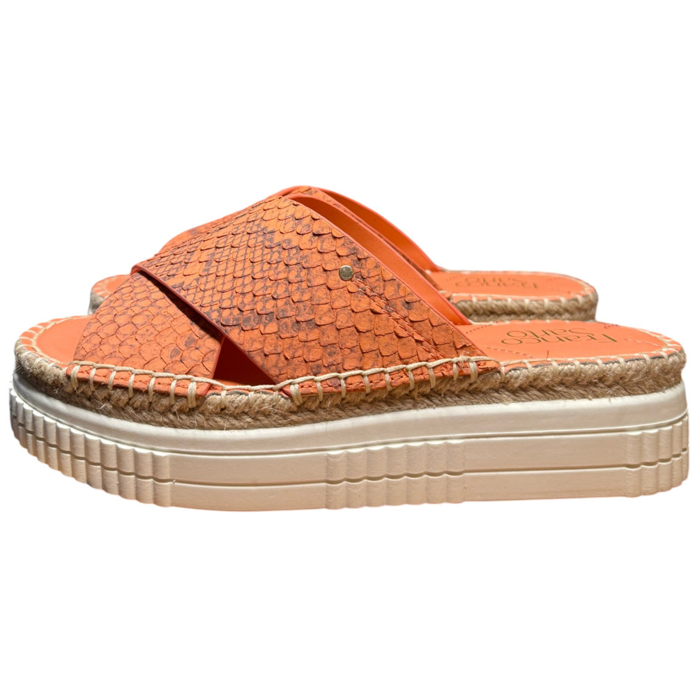 FRANCO SARTO Birch Women's 7M Salmon Pink Leather Sandals Platform Slides